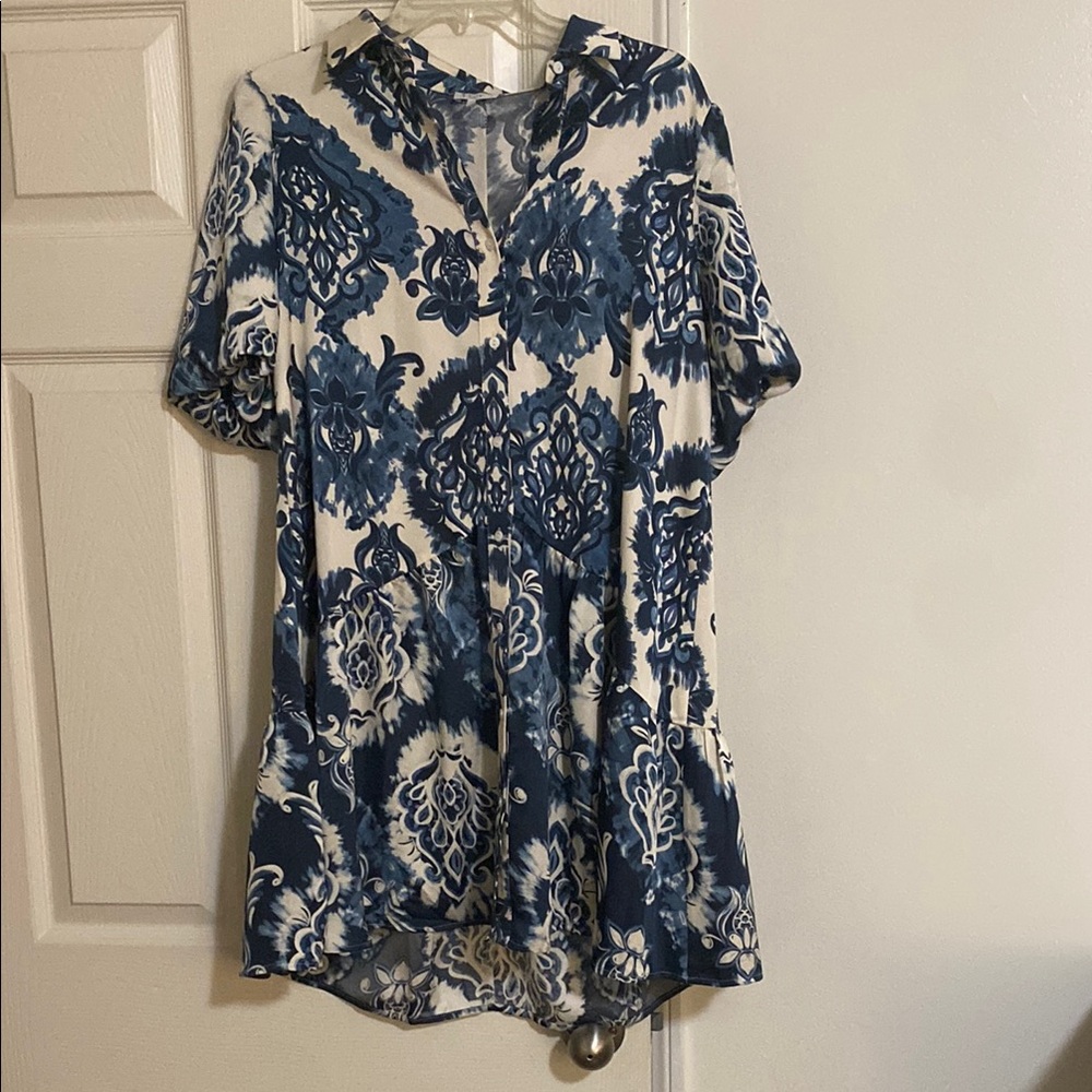 Blue and White Floral Dress